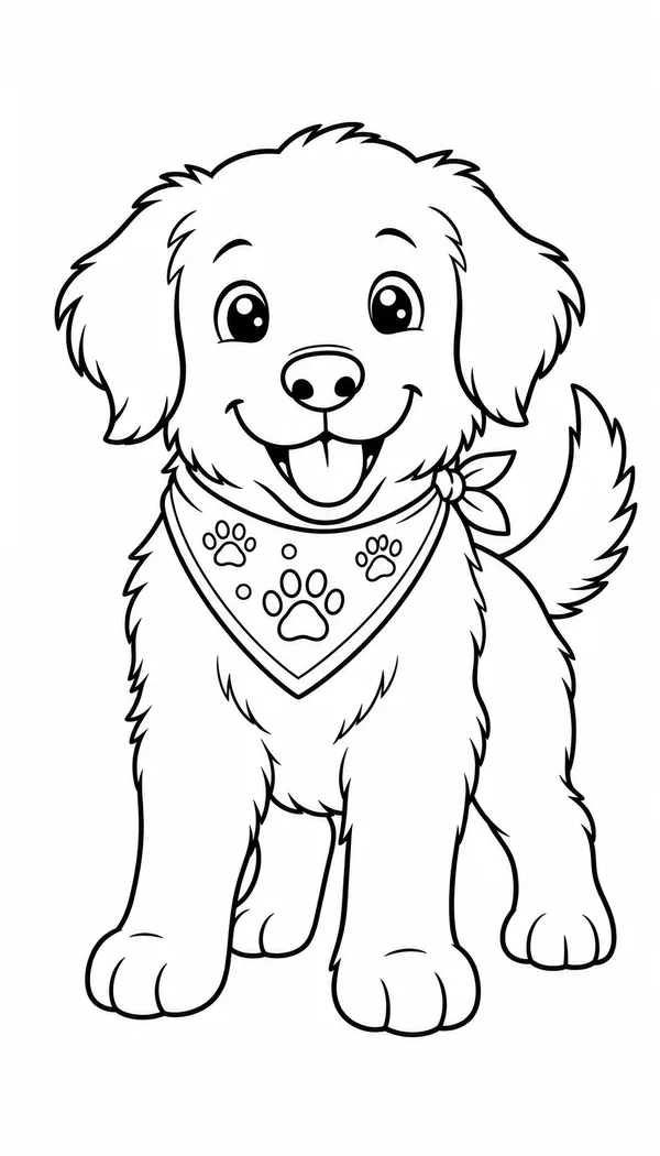 Example golden retriever character reference in a bandana