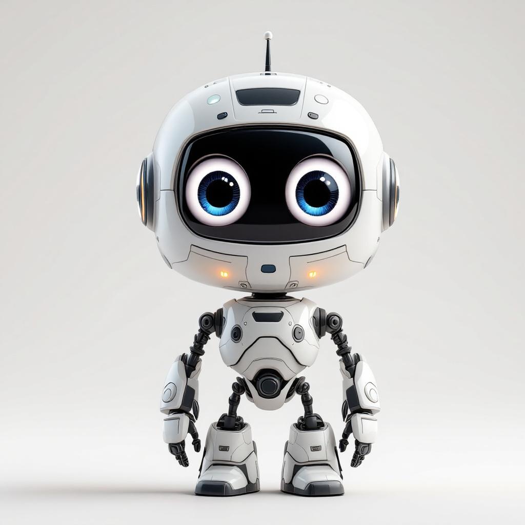 Cute robot character, 3D render style