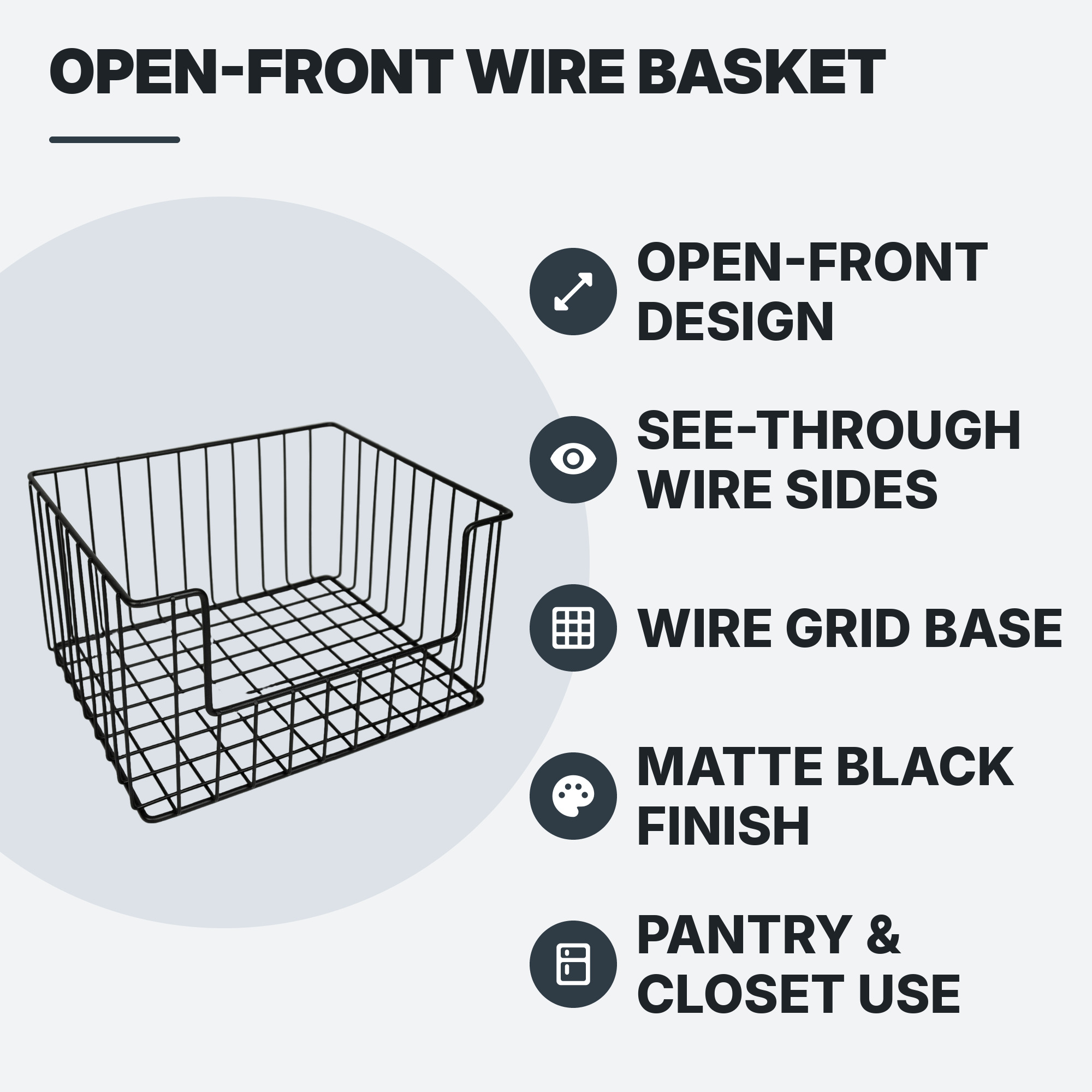 Wire basket: Feature infographic