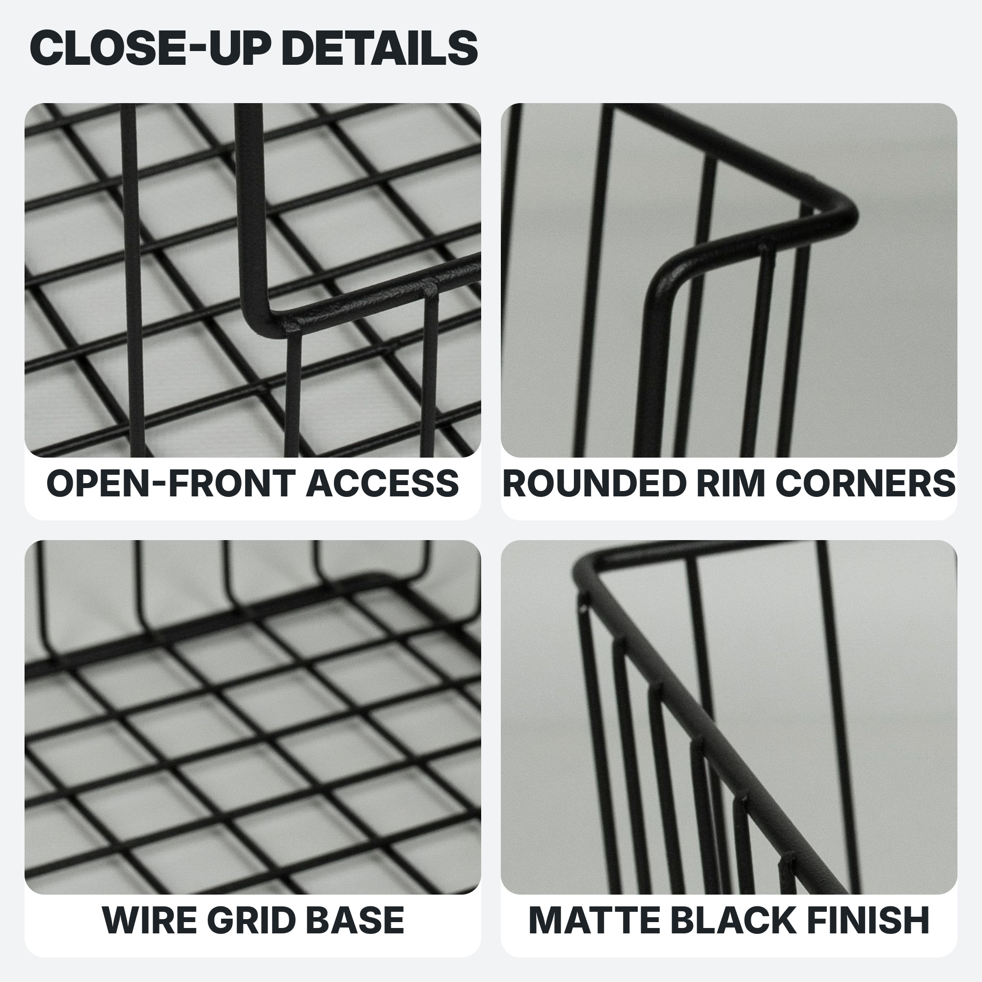 Wire basket: Close-up details