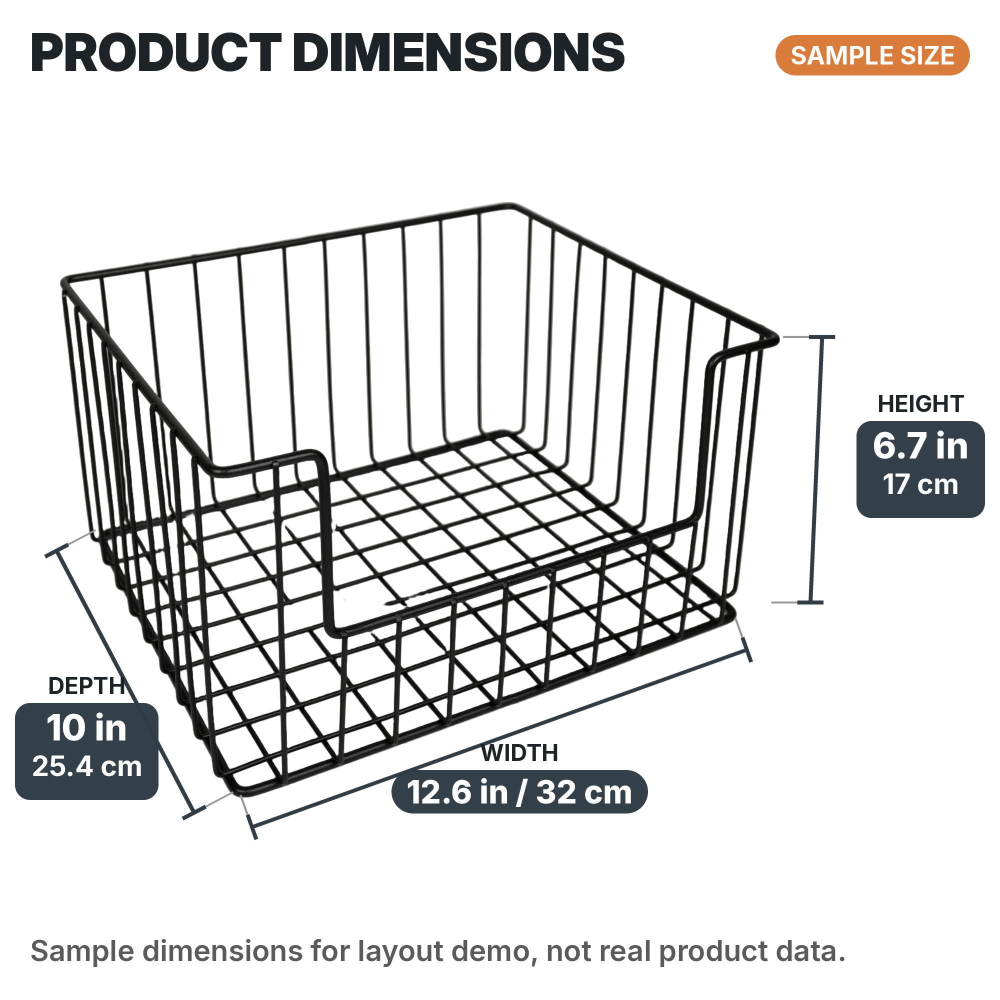 Wire basket: Dimensions image