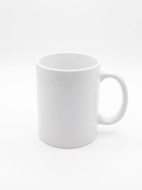 AI redraw: a cleaner, larger mug on a light-grey background